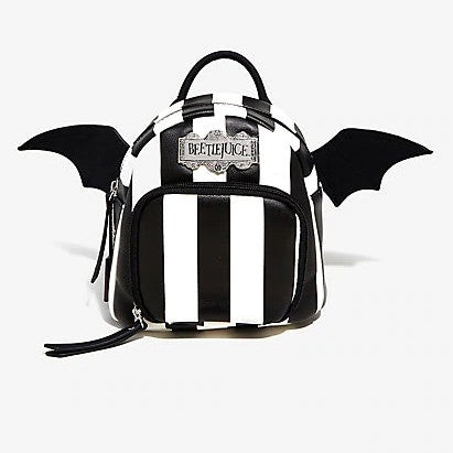 Beetlejuice Mini Backpack Striped Bat Winged EUC Bioworld Fragmented Nostalgia