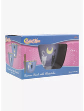 Load image into Gallery viewer, Sailor Moon Ramen Bowl with Chopsticks Luna & Artemis Just Funky