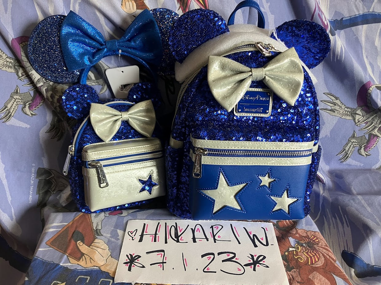 Disney Loungefly Wishes blue sequin on sale backpack