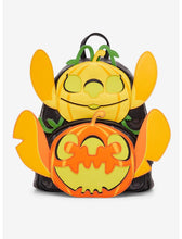 Load image into Gallery viewer, Disney Mini Backpack Lilo &amp; Stitch: The Series Angel &amp; Stitch Jack-O-Lantern Glow-in-The-Dark Loungefly
