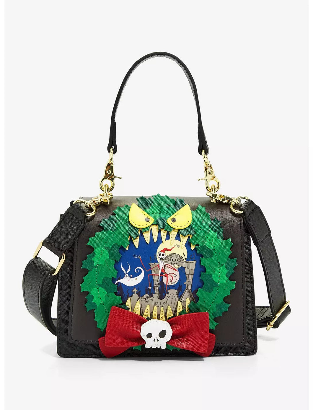 Disney Nightmare Before Christmas Satchel Crossbody Bag Jack Wreath Loungefly