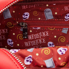 Load image into Gallery viewer, Beetlejuice Crossbody Graveyard Sign GITD Loungefly
