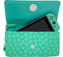 Load image into Gallery viewer, Animal Crossing Nintendo Switch Crossbody Sling Bag Teal Leaves
