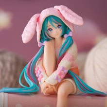 Load image into Gallery viewer, Piapro Hatsune Miku Noodle Stopper Prize Figure Usamimi Sleepover - Pink Bunny Pajama hoodie Ver. FuRyu
