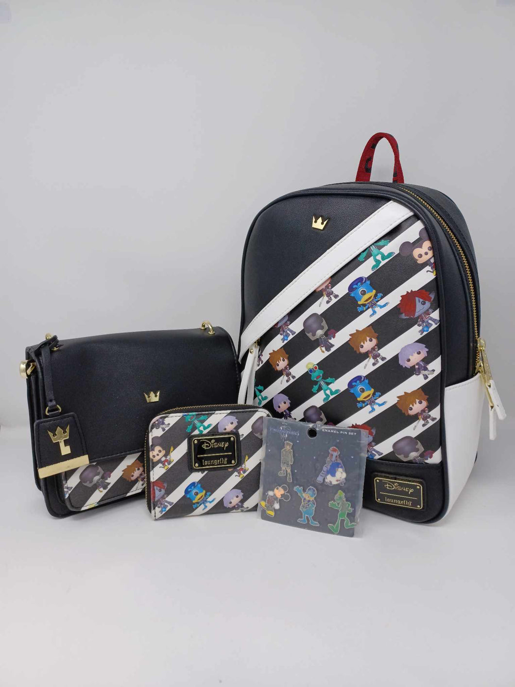 Disney Mini Backpack, Crossbody, Wallet, and Pins Set Kingdom Hearts III Funko Loungefly