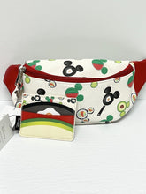 Load image into Gallery viewer, Disney Fanny Pack &amp; Card Holder Set Mickey Mouse Food AOP Loungefly
