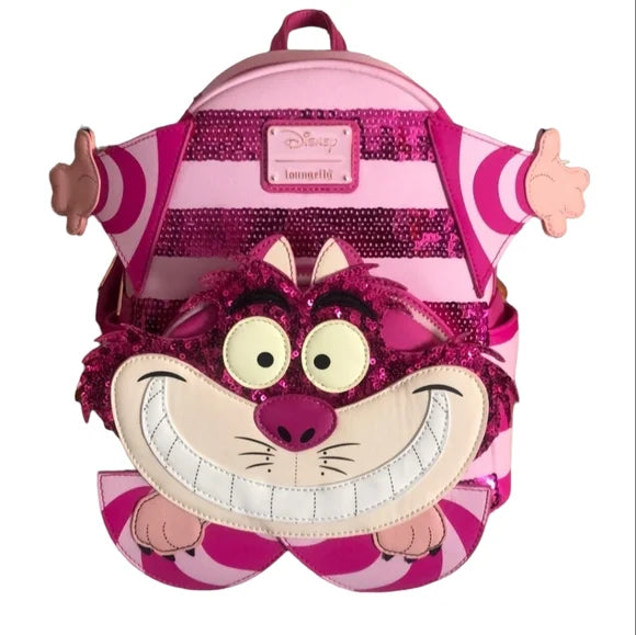 Disney Loungefly Cheshire Cat Sequin Mini Backpack Alice In Wonderland