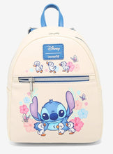 Load image into Gallery viewer, Disney Mini Backpack Stitch with Ducklings Floral Loungefly
