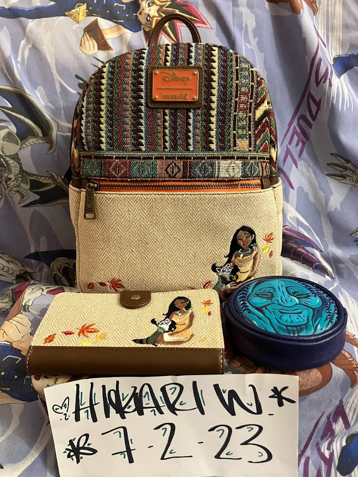 Disney Mini Backpack Wallet Coinpurse Set Woven Pocahontas Loungefly