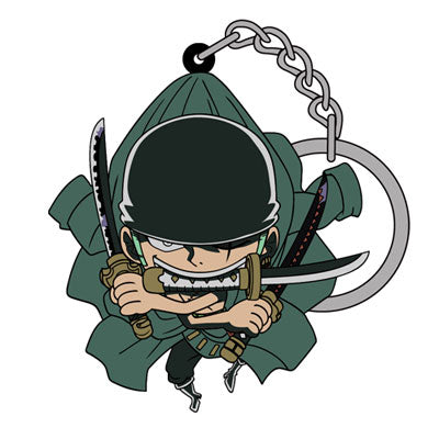 One Piece Rubber Keychain Zoro (Triple Wield) Pinched Cospa