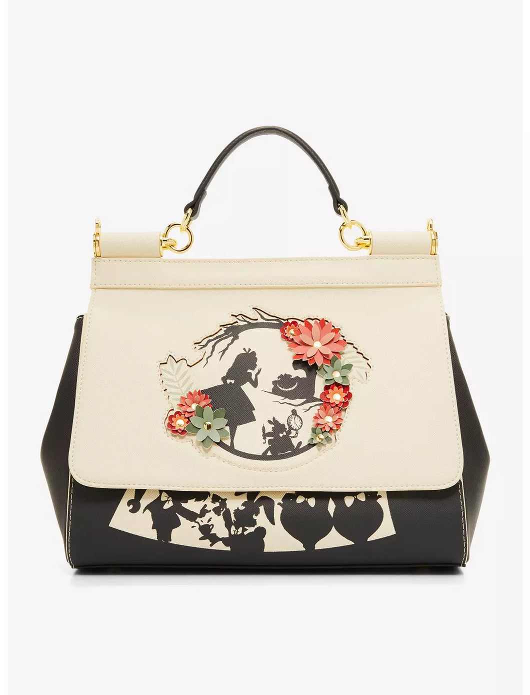 Disney Handbag Alice in Wonderland Floral Silhouette Cream Loungefly