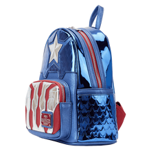 Load image into Gallery viewer, Marvel Mini Backpack Captain America Metallic Cosplay Loungefly
