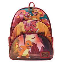 Load image into Gallery viewer, Pokemon Mini Backpack Charmander Evolutions Triple Pocket Loungefly
