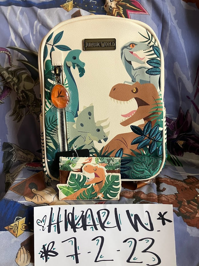 Jurassic World Mini Backpack and Cardholder Set Tropical Embroidered Bioworld
