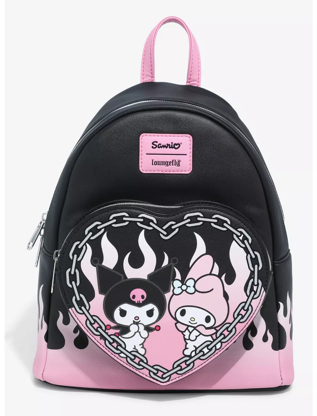 Sanrio Mini Backpack Kuromi and My Melody Flame Heart Loungefly