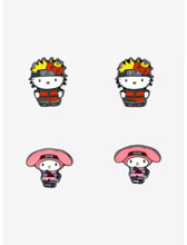 Load image into Gallery viewer, Naruto Shippuden X Sanrio Stud Earring Set Hello Kitty as Naruto and My Melody as Sakura Bioworld
