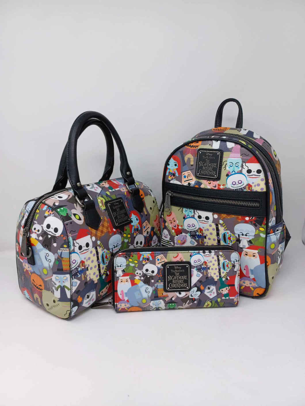 Disney Mini Backpack, Wallet, & Crossbody Set Nightmare Before Christmas Chibi AOP Loungefly