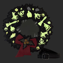 Load image into Gallery viewer, Disney Crossbody The Nightmare Before Christmas Figural String Lights Wreath GITD Loungefly
