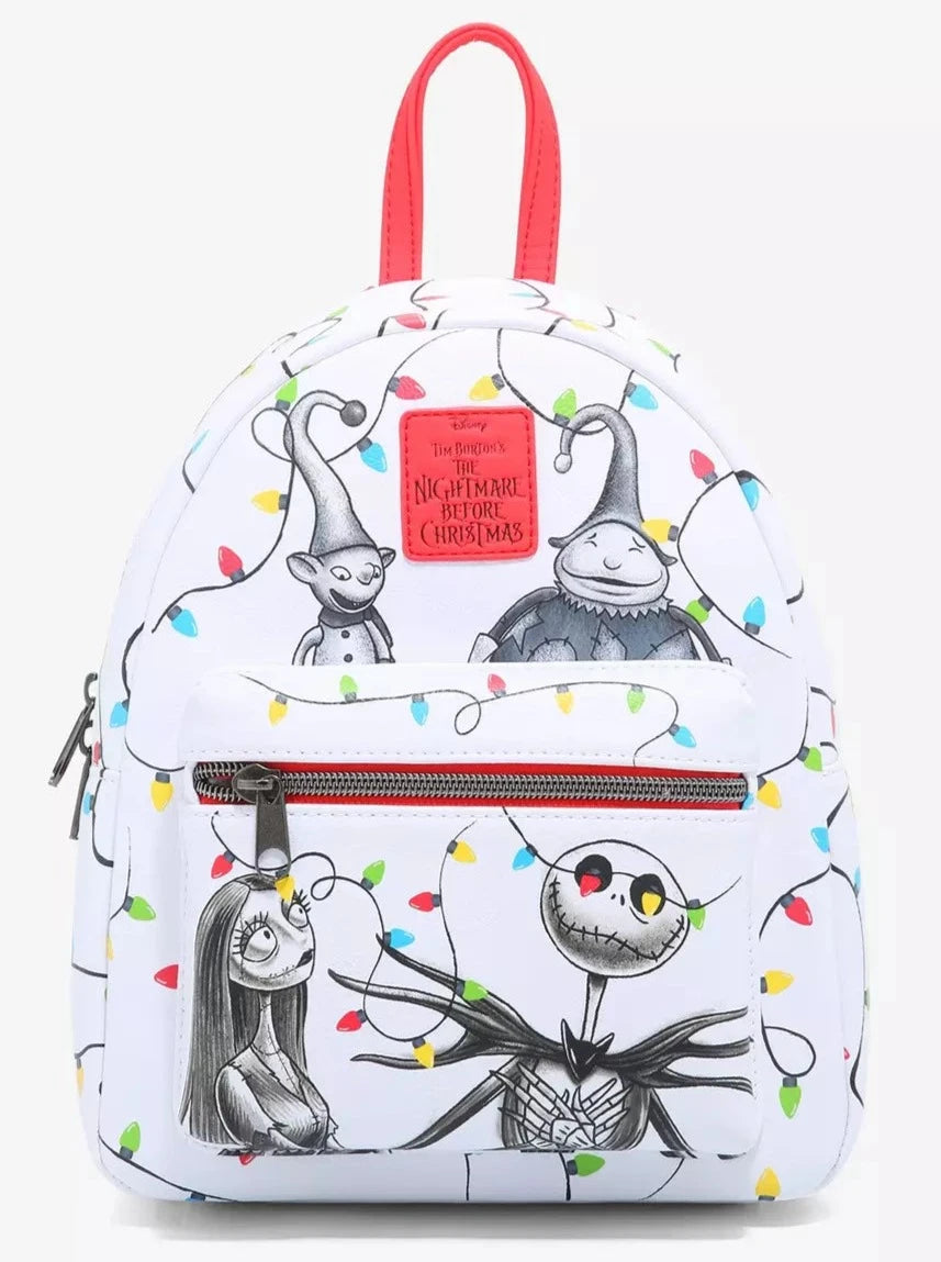 Nightmare Before Christmas Mini Backpack Jack and Sally Lights Loungefly