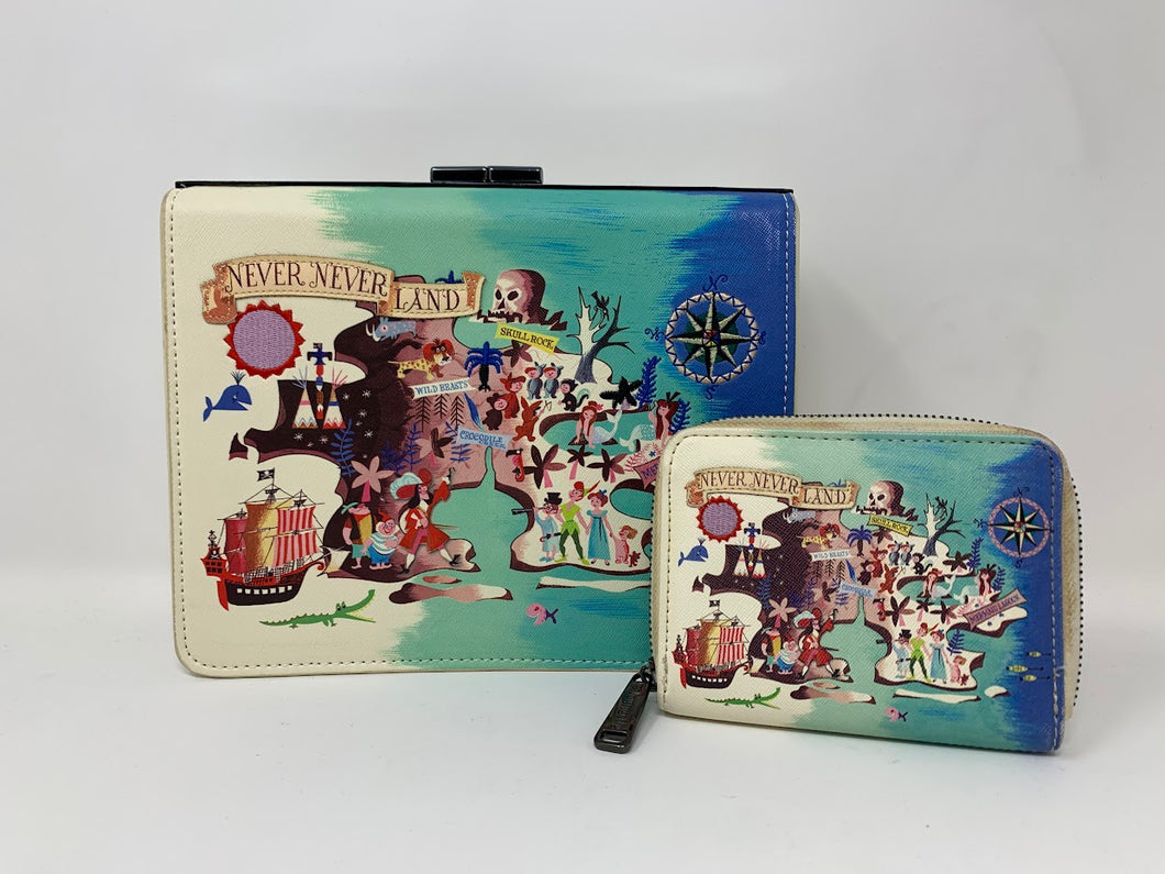 Disney Crossbody Wallet Set Neverland Map Watercolor Loungefly