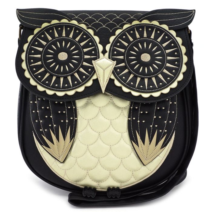 Loungefly Crossbody Black and Gold Embroidered Owl