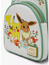 Load image into Gallery viewer, Pokemon Mini Backpack Pikachu and Eevee Floral Loungefly
