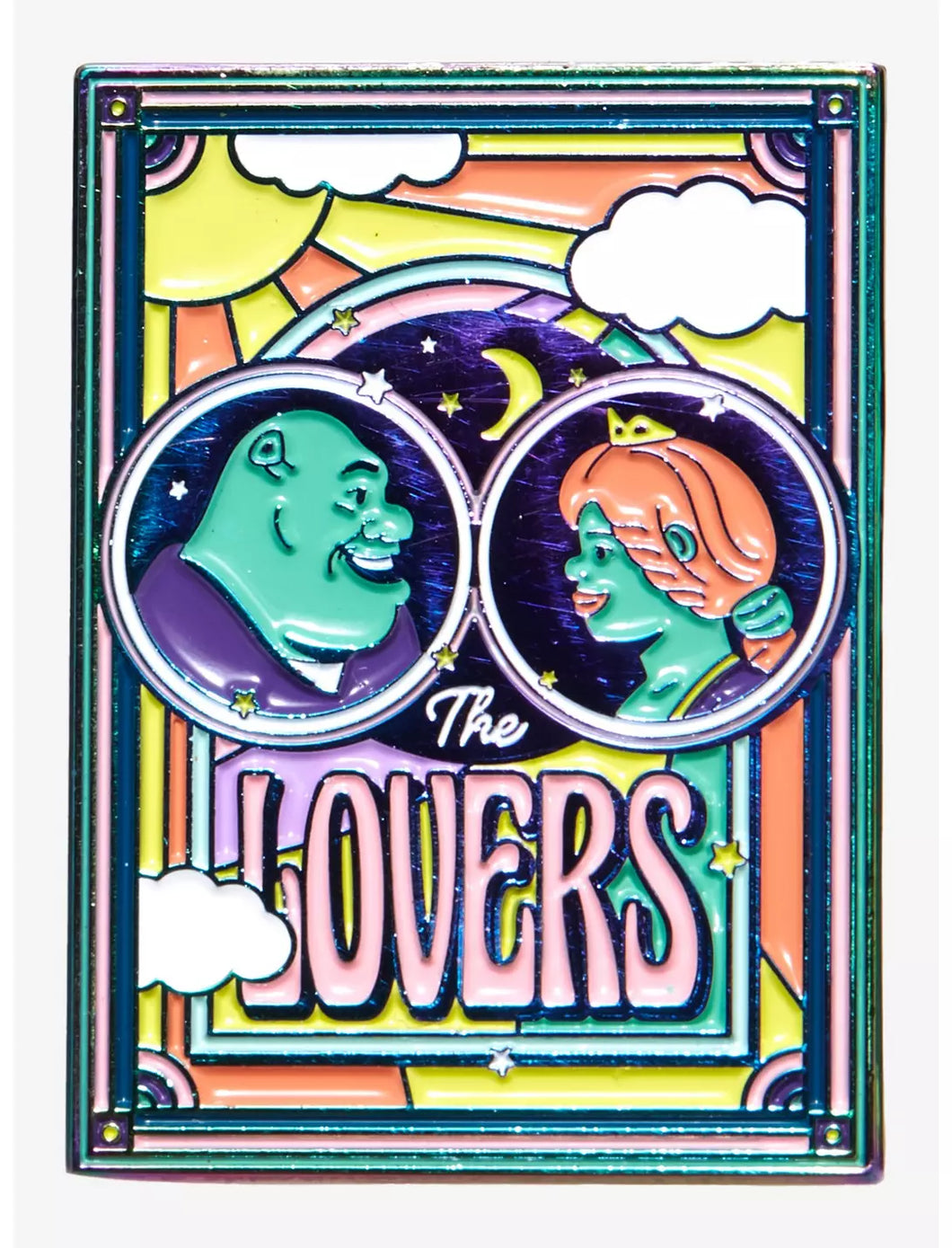 DreamWorks Enamel Pin Shrek and Fiona The Lovers Tarot Card Bioworld