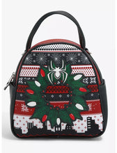 Load image into Gallery viewer, Marvel Convertible Mini Backpack to Crossbody Spider-Man Christmas Sweater GITD
