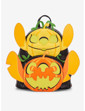Load image into Gallery viewer, Disney Lilo &amp; Stitch: The Series Mini Backpack Angel &amp; Stitch Jack-O-Lantern Glow-in-The-Dark Loungefly
