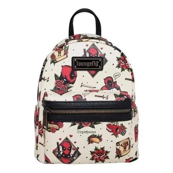 Marvel Mini Backpack Deadpool Tattoo AOP Loungefly