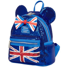 Load image into Gallery viewer, Disney Mini Backpack Minnie Mouse Union Jack Sequin Loungefly
