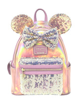 Load image into Gallery viewer, Disney Mini Backpack Minnie Mouse Pink Iridescent Sequin Loungefly
