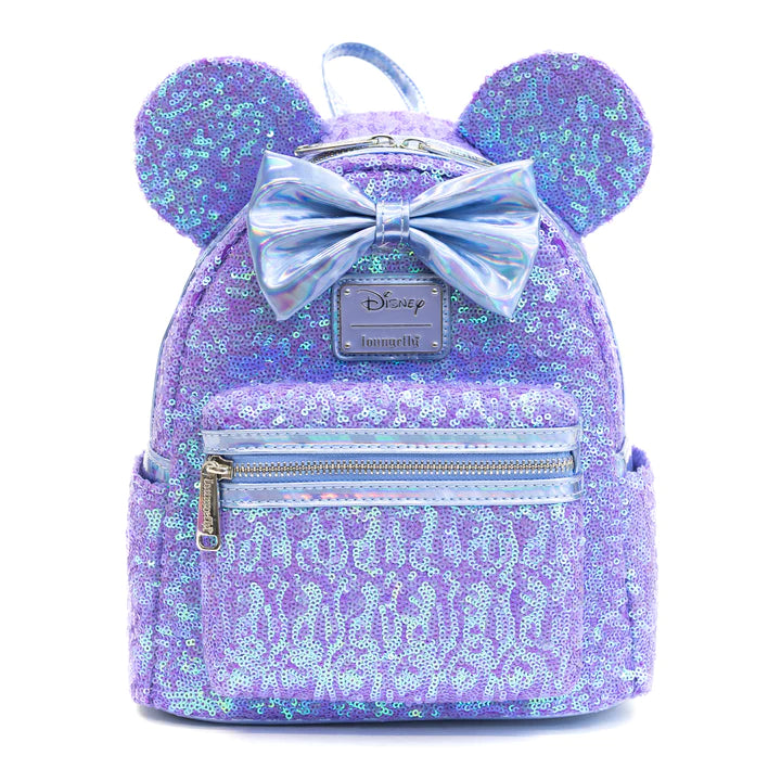 Disney Mini Backpack Minnie Mouse Purple Sequin Loungefly