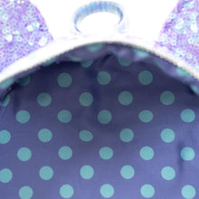 Load image into Gallery viewer, Disney Mini Backpack Minnie Mouse Purple Sequin Loungefly
