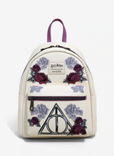 Load image into Gallery viewer, Harry Potter Mini Backpack Floral Deathly Hallows Loungefly
