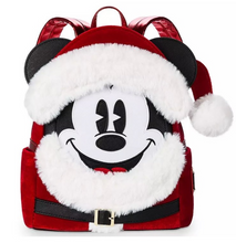 Load image into Gallery viewer, Disney Parks Mini Backpack Santa Mickey Mouse Loungefly
