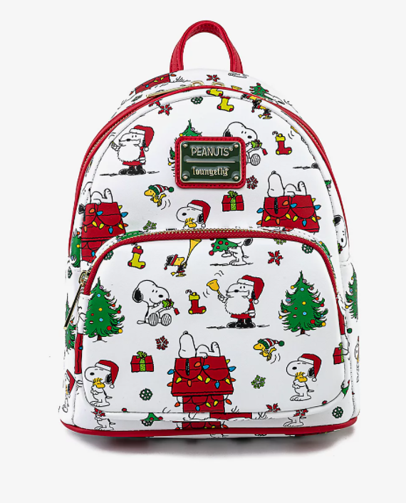Peanuts Mini Backpack Snoopy & Woodstock Holiday Loungefly
