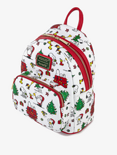 Load image into Gallery viewer, Peanuts Mini Backpack Snoopy &amp; Woodstock Holiday Loungefly
