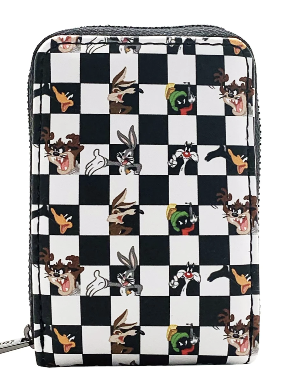 Looney Tunes Accordion Wallet Black and White Checkered Loungefly
