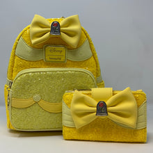 Load image into Gallery viewer, Disney Mini Backpack Wallet Set Belle Sequin Loungefly
