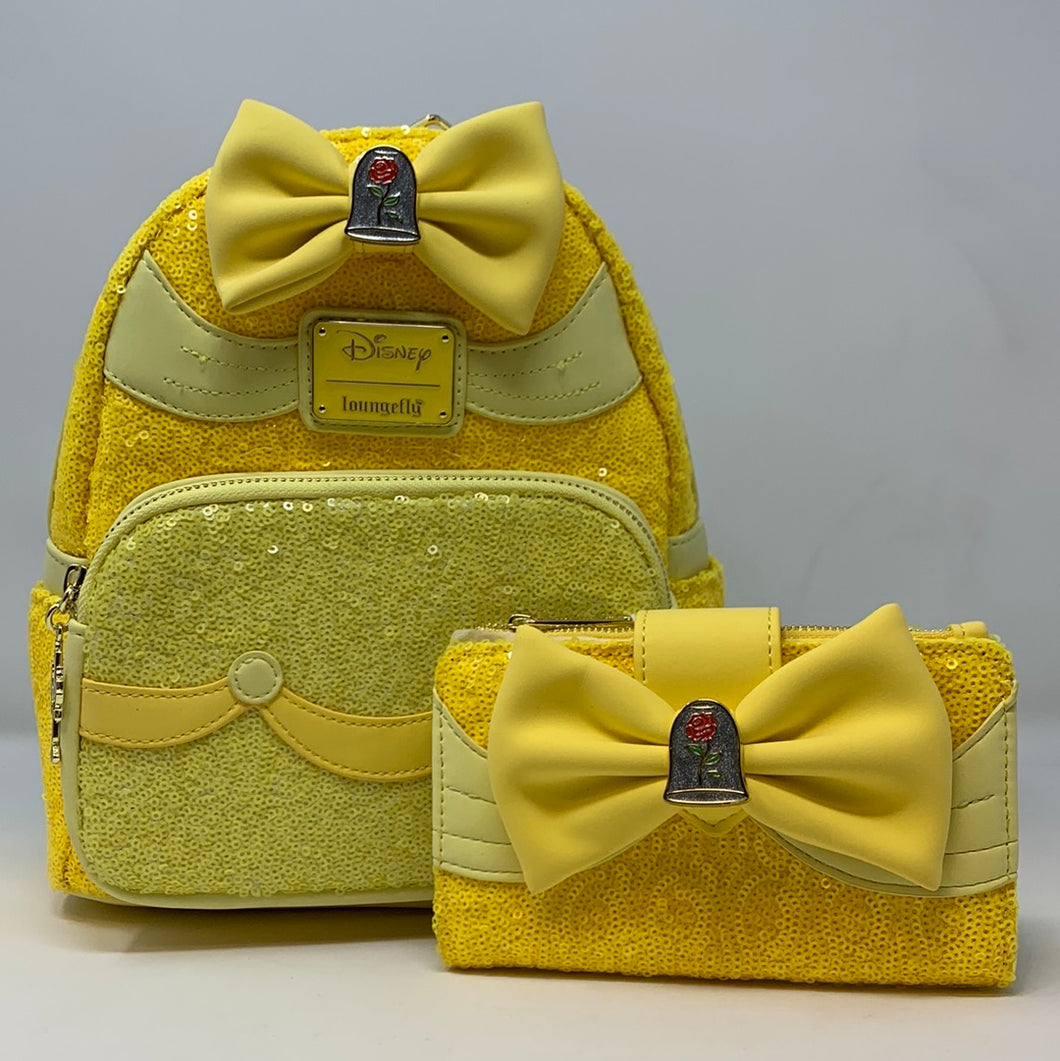 Disney Mini Backpack Wallet Set Belle Sequin Loungefly