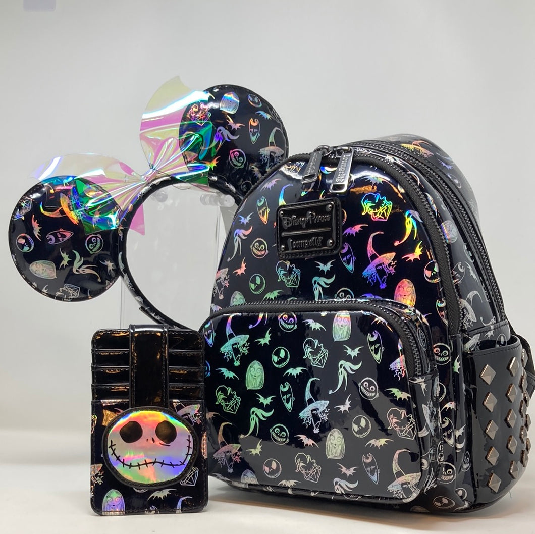 Disney Mini Backpack Wallet Minnie Mouse Ears Set Nightmare Before Christmas Holographic Loungefly