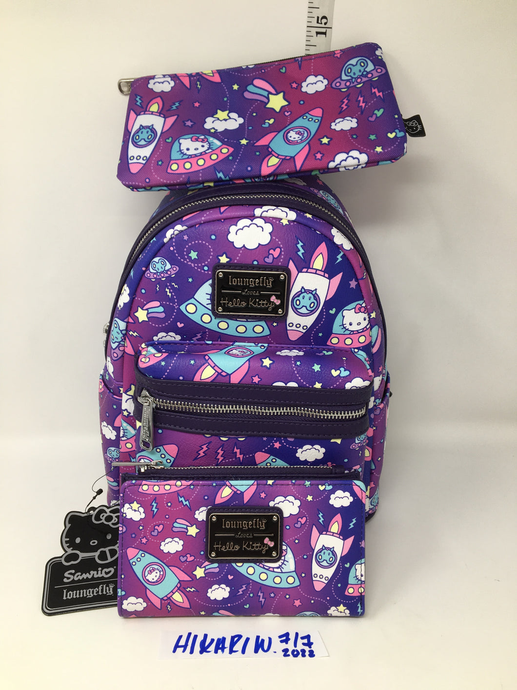 Loungefly x Hello Kitty Spaceship Allover-Print Mini Backpack, Wallet and Pouch Set