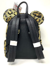 Load image into Gallery viewer, Minnie Mouse Mini Backpack and Cardholder Set Sequined Animal Print Cheetah Loungefly
